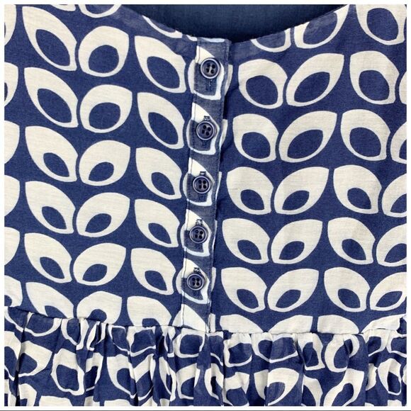 Aqua Blue/White Sheer Print Boho Babydoll Dress - Picture 8 of 16